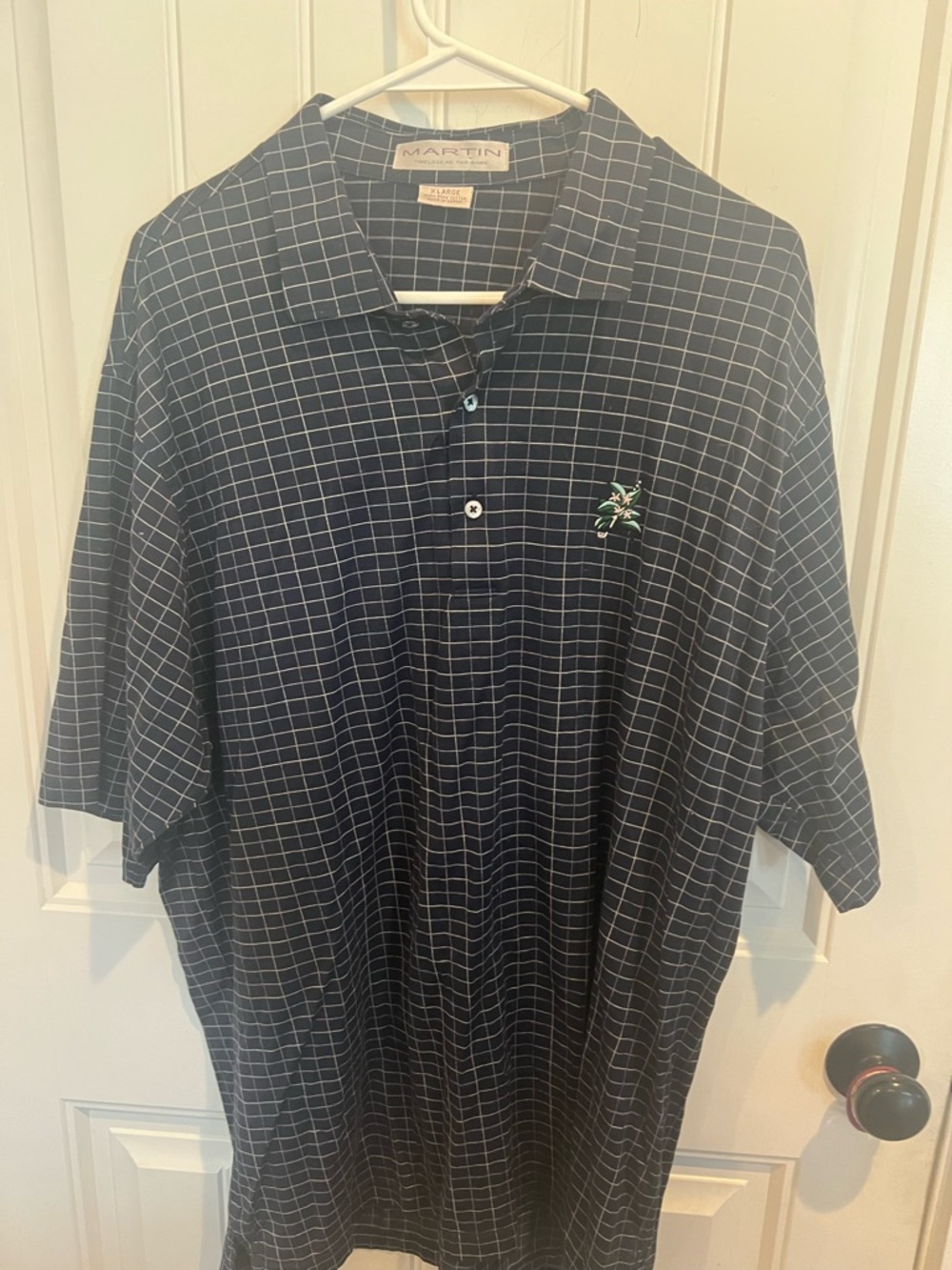 Martin Navy Grid Short-Sleeve Polo Shirt XL Laurel Valley Golf Club NWOT